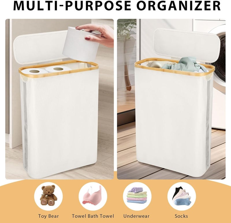 Odonata Large Toilet Paper Storage Basket with Lid, Slim Toilet Paper Organizer, Hold up to 20 Regular Rolls or 15 Mega Rolls. (Beige, 49L) - Image 4